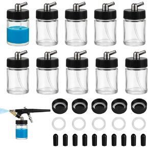 HUBEST 10 x 22CC Dual Action Airbrush Plastic Bottle Standard Suction Lid for Siphon Feed Airbrushes in Kuwait