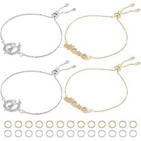 NBEADS 12 Strands Slider Chain Bracelets, 9.8" Long Adjustable Slider Stainless Steel Bracelets Extender Chains with Heart Ends for Jewellery Making DIY Findings in Kuwait