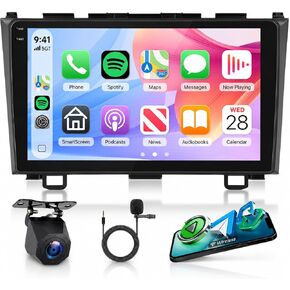 2G 32G Android Car Stereo Radio CarPlay for Honda CRV 2007-2011, 9 Inch Touch Screen Car Radio Wireless Android Auto Mirror Link Bluetooth FM/RDS GPS WiFi HiFi SWC Backup Camera in Kuwait