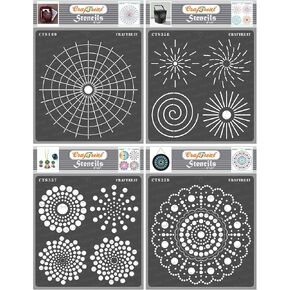 استنسل CraftTreat Dot Mandala للرسم على الخشب والقماش والورق والنسيج والأرضيات والجدار والبلاط - أساسيات Dot Mandala - 6x6 بوصات - استنسل الفن والحرف اليدوية القابل لإعادة الاستخدام - استنسل حلزوني النقاط in Kuwait