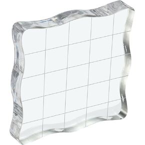 PATIKIL 4" x 4" Acrylic Stamp Block, Clear Stamping Block with Grid Lines Decorative Mounting Blocks Wave for Scrapbooking DIY Crafts Card Making in Kuwait