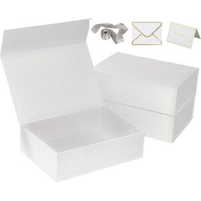 YINUOYOUJIA Large Gift Box with Lid, 14"x9"x4.5" Magnetic Gift Box with Ribbon, Cards and Envelopes for Presents, Great for Wedding, Birthdays, Crafting, Gift Packging (Black) in Kuwait