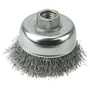 Weiler 14026 4" Crimped Wire Cup Brush, .014" Steel Fill, 5/8"-11 UNC NUT, Made in the USA in Kuwait