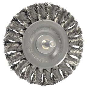 Weiler 17680 3-1/4" Stem-Mounted Knot Wire Wheel, .0118" Steel Fill, 1/4" Stem, Made in the USA in Kuwait