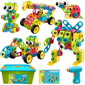 NXONE 195 PCS Educational STEM Toys for Boys and Girls Ages 3 4 5 6 7 8 9 10 Construction Building Blocks Toy Building Sets Kids Toys Creative Activities Games with Storage Box in Kuwait