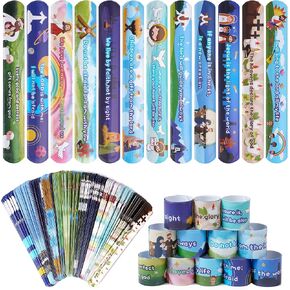 Kolewo4ever 144 Pieces Bible Verses Slap Bracelets, Religious Christian Slap Bracelets, Scripture Inspirational Bible Wristbands, 12 Styles in Kuwait