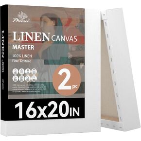 PHOENIX Large Belgian Linen Canvas for Oil Painting - 18x24 Inch/3 Pack Smooth Texture, 3/4 Inch Profile - 11 Oz Triple Primed Blank Professional Stretched Archival Canvases for Acrylic Paints in Kuwait