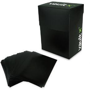 Vault X Deck Box and 100 Black Card Sleeves - Medium Size for 70-80 Sleeved Cards - PVC Free Card Holder for TCG (Medium + 100) in Kuwait