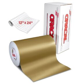 ORACAL 631 Matte Gold Metallic Adhesive Craft Vinyl for Cameo, Cricut & Silhouette Including 12" x 24" Roll of Clear Transfer Paper (15ft x 12") in Kuwait