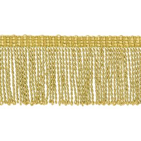 3" (7.5cm) Thin Bullion Fringe Trim with Decorative Knitted Gimp Header, Basic Trim Collection # BFT3, Flag Gold #FG (Bright Yellow Gold) Sold by The Yard (36"/3 ft/0.9m) in Kuwait