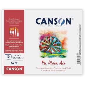 Canson 400061738 Plein Air Canva Rigid Art Paints or Sticks, Oil and Acrylic, 12 x 16 Inch, Set of 10 Boards, 12" x 16", 0 in Kuwait