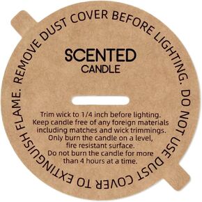 CandMak Candle Dust Covers, 160pcs Printed Kraft Card Candle Dust Lid with Pull Tab for Candle Making (3") in Kuwait