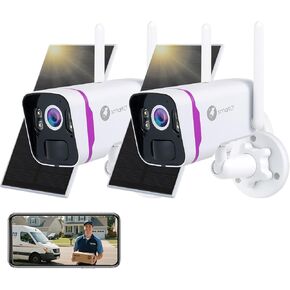 XMARTO 100% Wire-Free 4MP HD Solar Security Camera Wireless for Home Surveillance (All-Weather Solar Charge, AI Motion Detection, Spot Light and Siren, SD, NVR & Cloud Storage) in Kuwait