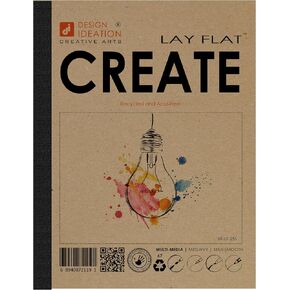 Design Ideation Lay Flat MULTI MEDIA Sketchbook. Removable Sheet sketch book for Pencil, Ink, Marker, Charcoal and Watercolor Paints. Great for Art, Design and Education. 5.4" x 8.4" in Kuwait