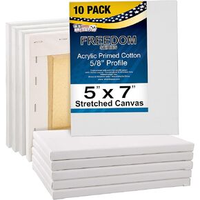 U.S. Art Supply 12 x 12 inch Stretched Canvas Super Value 7-Pack - Triple Primed Professional Artist Quality White Blank 5/8" Profile, 100% Cotton, Heavy-Weight Gesso - Acrylic Pouring, Oil Painting in Kuwait