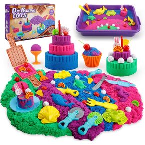 YIDESTARS Sensory Play Kit: Sand Art & Ice Cream Toy - 4lbs Colorful Sand,Molds,Tools,Sandbox w/Lid - Fun Gift for Kids(3-8) in Kuwait