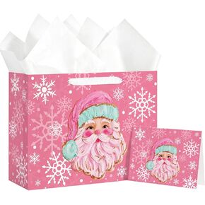 Loveinside Christmas Gift Bags with Tissue Paper and Six Designs for Christmas, Holiday and Party - 6" x 3" x 8", 24 Pcs - Red and Green in Kuwait