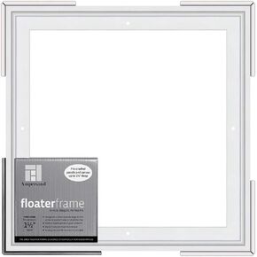 Ampersand Floaterframe Readymade Frame for Flat and 1 1/2" Deep Wood Panel and Canvas Artwork, Paintings, Prints, and More, 12"x12", White Thin in Kuwait
