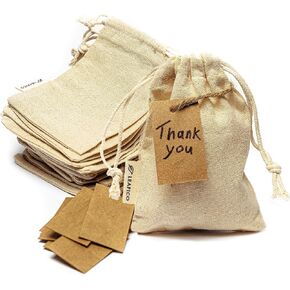 LEAFICO Multipurpose Eco Cloth Bags - Large 10x12 Inch 12 Pcs - Cotton Produce Storage Sacks - Muslin Drawstring Pouches for Vegetables - Bread Bags - Linen Fabric Sachets in Kuwait