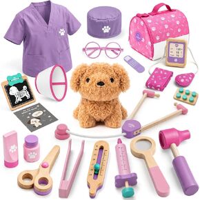 Lehoo Castle Doctor Kit for Kids, Vet Play Sets for Kids, Veterinarian Kit for Kids, Pretend Play Doctor Set with Dog Bag, Medical Kits Doctor Toys Gift for Kids Boys Girls Aged 3 4 5 6 in Kuwait