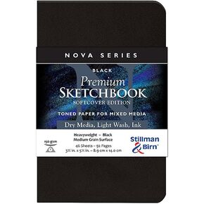 Stillman & Birn Nova Series Black Softcover Sketchbook, 8" x 10", 150 GSM (Heavyweight), Black Paper, Medium Grain Surface in Kuwait