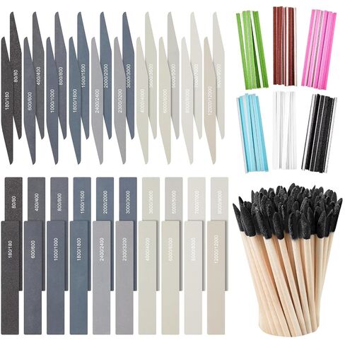 Maxdot 120 Pcs Sanding Sticks Include 30 Sanding Twigs 40 Polishing Sticks and 50 Sanding Sticks Matchsticks, Sanding Tools for Tight Spaces Modeling Tools for Plastic Models Wood Hobby Craft Art in Kuwait