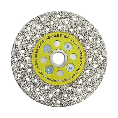 Diamond Cutting Grinding Disc 4-1/2"(115mm) Double-sided Vacuum Brazed Saw Blade for Marble Granite Concrete Porcelain Tile 5/8"-11 Thread SANLEETEK in Kuwait