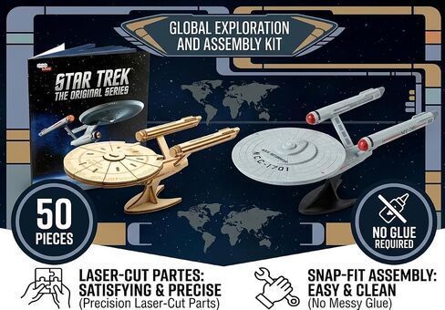 Incredibuilds Star Trek Original U.S.S. Enterprise 3D Wood Puzzle & Model Figure Kit (38 Pcs) - Build & Paint Your Own 3-D Space Ship Toy, No Glue Required - 10+ in Kuwait