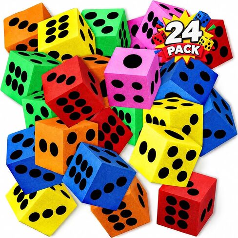Foam Dice for Kids, Bulk Set of 48, 1.5 Inch Large Foam Dice Set in Assorted Colors, Great as Foam Dice for Classroom, Casino Party Decorations, and Colored Dice for Board Games in Kuwait
