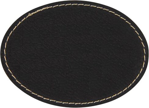 Oval Laserable Leatherette Patch with Adhesive, Blank Hat Patches, Glowforge Laser Supplies, Faux Leather, 10 Pack,Black/Gold in Kuwait