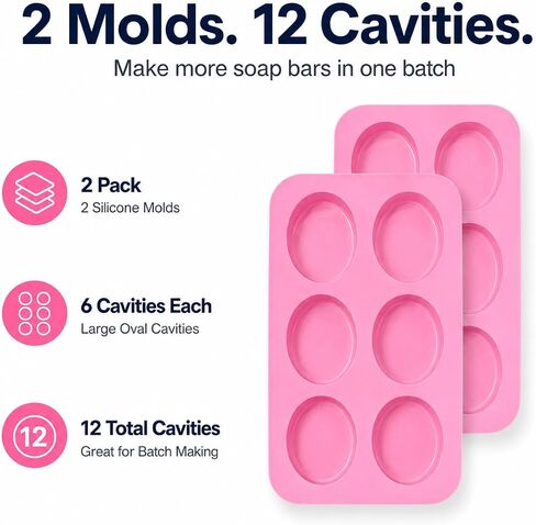 POPBLOSSOM 2 Pack X Oval Shape Homemade Soap Mold Chocolate DIY Tray Mould Silicone Party Maker in Kuwait
