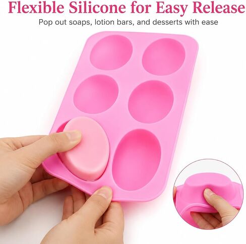 POPBLOSSOM 2 Pack X Oval Shape Homemade Soap Mold Chocolate DIY Tray Mould Silicone Party Maker in Kuwait