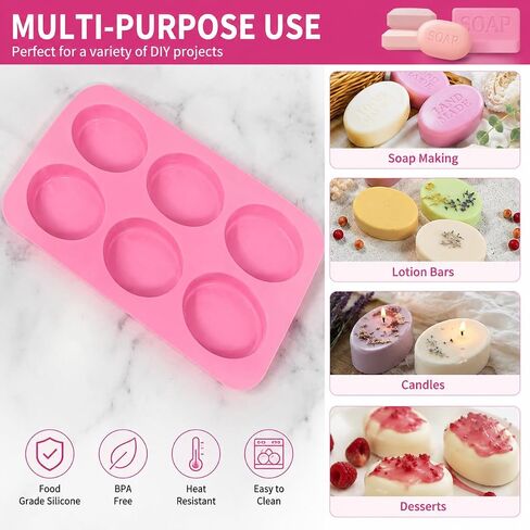 POPBLOSSOM 2 Pack X Oval Shape Homemade Soap Mold Chocolate DIY Tray Mould Silicone Party Maker in Kuwait