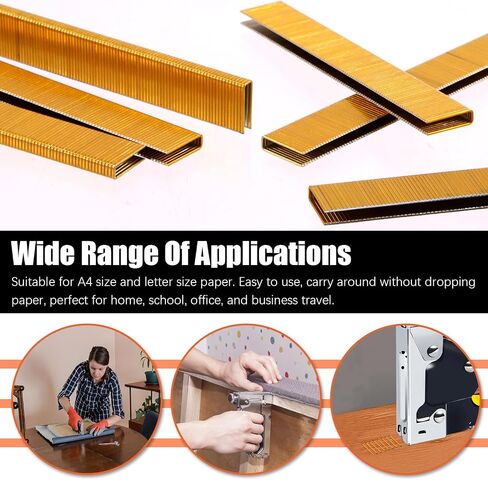 Tanstic 2000Pcs 18 Gauge 1/4" Narrow Crown Staples Kit, 1/2" Heavy Duty Galvanized Narrow Crown Finish Staples for Pneumatic Electric Stapler (Gold) in Kuwait