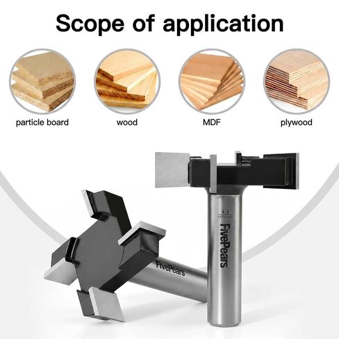 FivePears CNC Spoilboard Surfacing Router Bit 1/2 Inch Shank, 2" Cutting Diameter, 4 Wings Slab Flattening Router Planer Bit, Flat Bottom Cleaning Leveling Router Bit for Router Planing Sled in Kuwait