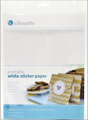 Silhouette Printable White Sticker Paper, 8.5"X11", 8 Count in Kuwait