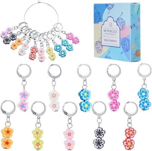 SUNNYCLUE 1 Box 20Pcs Stitch Markers Crochet Stitch Marker Butterfly Enamel Cute Charms Removable Leverback Clasp Charm Locking Metal Knitting Markers for Weaving Sewing Knit Quilting DIY Zipper Pull in Kuwait