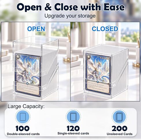 KKU Card Deck Boxes with 4 Pack Acylic Card Cases, Magnetic Closure Trading Card Deck Storage Box Fits 800+ Sleeved Cards MTG Cards in Kuwait