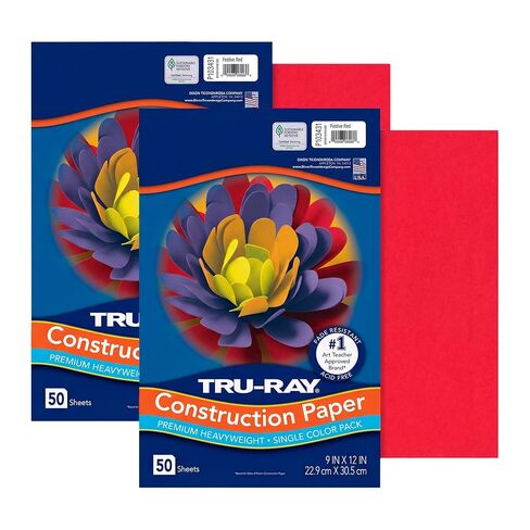 PACON - 103031 Pacon Tru-Ray Heavyweight Construction Paper, Festive Red, 9" x 12", 50 Sheets - 103431 in Kuwait