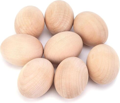 DomeStar Wooden Fake Chicken Eggs, 8PCS 2.5" Unpainted Faux Wood Eggs for Encouraging Hens to Lay Eggs in Kuwait