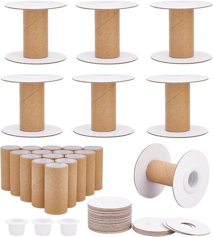 PH PandaHall 16 Sets Empty Paper Thread Spools, Wire Weaving Bobbins Paper Sewing Spools Removable Empty Wire Spools for Yarn Cord Chain Embroidery Sewing DIY Arts Crafts, 60mm/2.36" in Kuwait