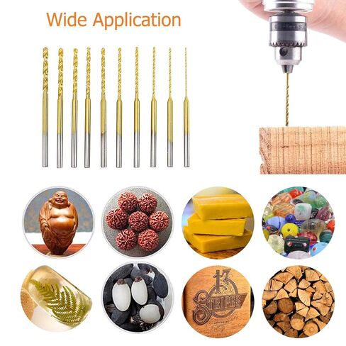 YUENTOEN 12Pcs Mini Twist Drill Bit Set, Micro Engraving Drill Bits, HSS 2.35mm Shank Titanium Coated 0.5mm to 2.0mm Tiny Drill Bit Hole Drilling Tool for DIY Resin, Jewelry, Amber, Beads and Beeswax in Kuwait