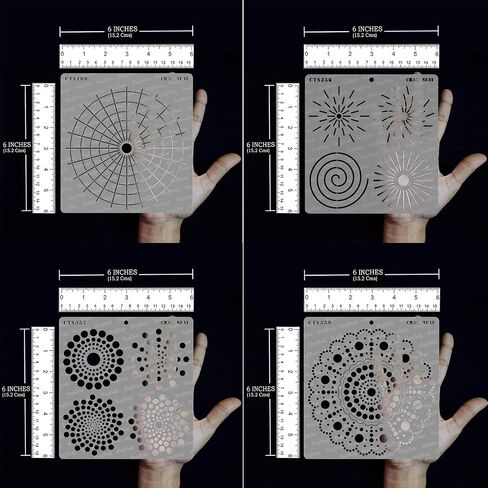استنسل CraftTreat Dot Mandala للرسم على الخشب والقماش والورق والنسيج والأرضيات والجدار والبلاط - أساسيات Dot Mandala - 6x6 بوصات - استنسل الفن والحرف اليدوية القابل لإعادة الاستخدام - استنسل حلزوني النقاط in Kuwait