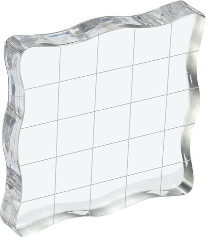 PATIKIL 4" x 4" Acrylic Stamp Block, Clear Stamping Block with Grid Lines Decorative Mounting Blocks Wave for Scrapbooking DIY Crafts Card Making in Kuwait