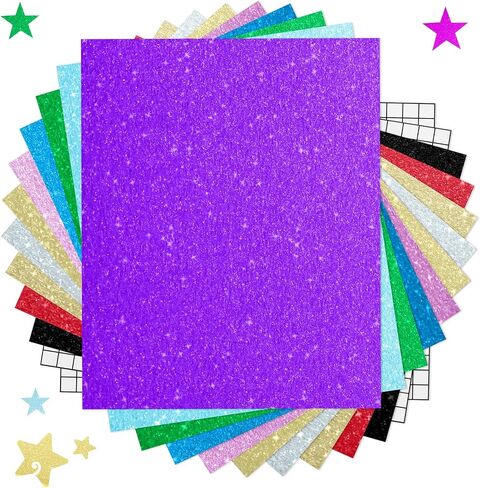 SHARE&CARE Permanent Adhesive Vinyl Sheets (12 Packs, 12"x10") 10 Vinyl Sheets & 2 Transfer Tape Sheets for Party Decoration, Sticker, Car Decal, Craft Cutter Machines, Printers (Multicolour) in Kuwait