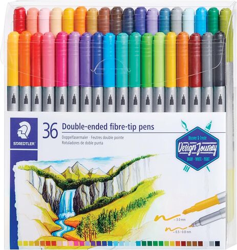 Staedtler Double-Ended Fiber-Tip Pens, Washable Ink, Fine & Bold Writing and Coloring Tips, 120 Assorted Colors, 3200 TB120, Multicoloured (3200 TB120ST) in Kuwait
