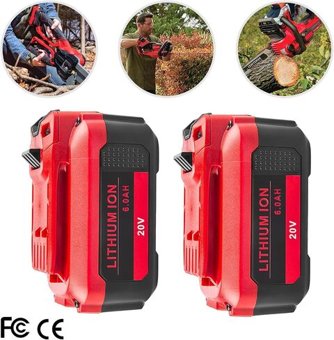 Fancy Buying 20V 6000mAh Lithium Battery Repalcement for Craftsman V20 Battery CMCB202 CMCB202-2 CMCB204 CMCB204-2 CMCS500B CMCD700C1 (2 Pack) in Kuwait