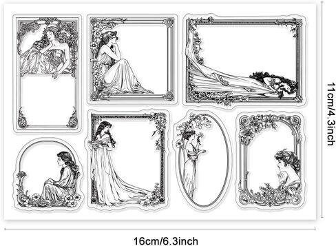 GLOBLELAND Vintage Lady Clear Stamps European Medieval Style Silicone Clear Stamp Seals for DIY Scrapbooking Journals Decorative Cards Making Photo Album DIY Craft in Kuwait