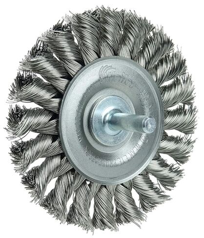 Weiler 17680 3-1/4" عجلة سلكية ذات عقدة مثبتة على الجذع، .0118" حشوة فولاذية، جذع 1/4 بوصة، صنع في الولايات المتحدة الأمريكية in Kuwait