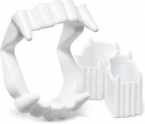 The Dreidel Company Halloween White Teeth Fangs Teeth, Costume, Funny Halloween Dress-Up, Pretend Play Decoration (12-Pack) in Kuwait